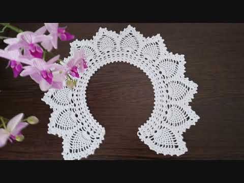Ажурный ананасовый воротничок. МК часть 1 (0-9). Openwork crochet napkin.