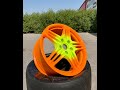 Green & Orange wheel! Experimenting with Powder Coat.