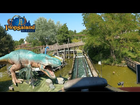 DinoSplash | Plopsaland de Panne | Water Flume Ride onride POV