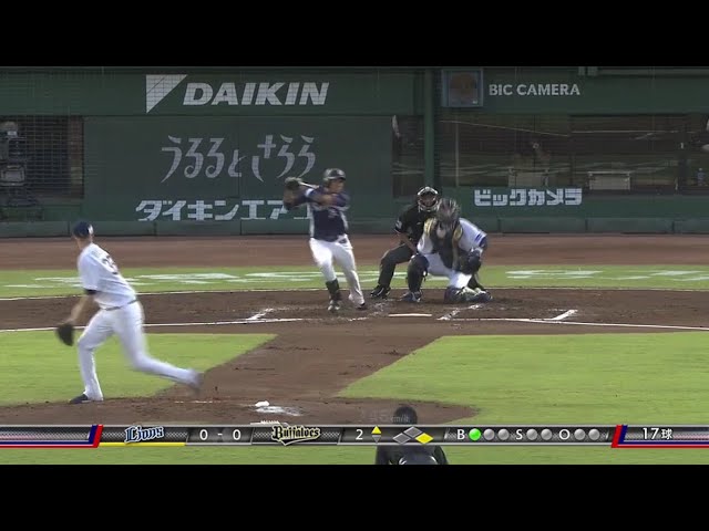 【2回表】ライオンズ・呉 4試合連続安打!! 2017/9/1 Bs-L