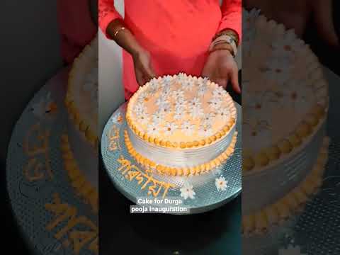 Cake for durga puja inauguration #shuli #jasmine #flower #pineapple #chocolate #flavour #cake