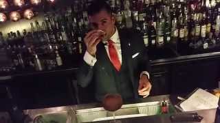 Agostino Perrone demonstrates making Lucano Signature Cocktails at Lucano Dinner, 10 Corso Como