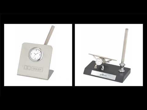 Metal Pen Stand With Clock