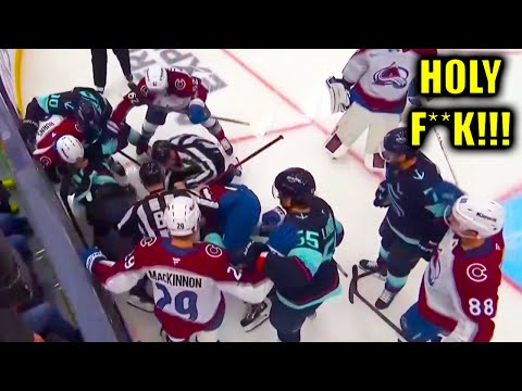 Josh Manson Mason Marchment, Burns, Montour Fight | Seattle Kraken vs Avalanche 2025 Highlights