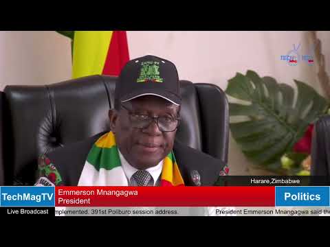 President Mnangagwa speaking at a party event