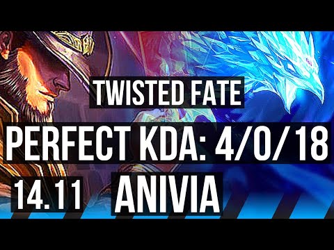 TWISTED FATE vs ANIVIA (MID) | 4/0/18, 500+ games | KR Challenger | 14.11
