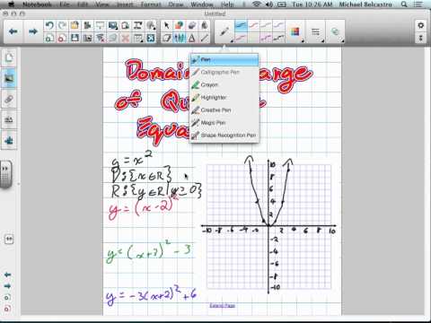Domian and Range of Quadratic Functions Grade 11 mixed Lesson 1 7 9:18:12