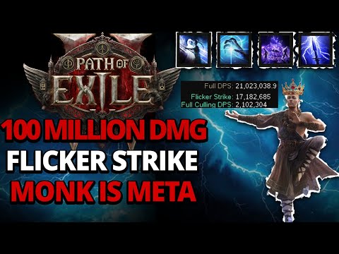 POE2 - 100 Million DMG in 1 Flicker Strike - 1 Shot Pinnacles - Monk Build Guide - Path of Exile 2