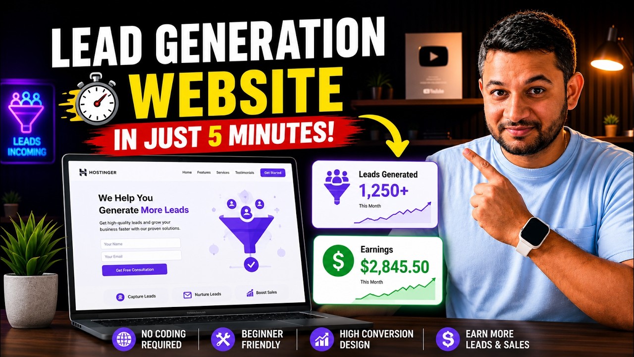 🔥 In 5 Minute AI से Single Page Lead Generation Website कैसे बनाएँ? | Claude + Hostinger