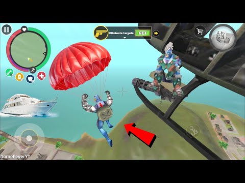 Rope Hero Vice Town (Rope Hero jump from Helicopter with parachute) rope hero performing tricks - HD