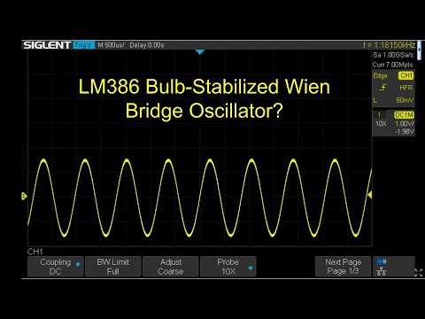 Lamp-Stabilized Wien Bridge Oscillator Using LM386 Audio Amplifier