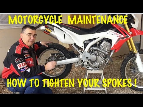 Motorcycle Maintenance How To Tighten Your Spokes !  Honda CRF250L