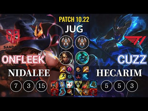 SB OnFleek Nidalee vs T1 Cuzz Hecarim Jungle - KR Patch 10.22