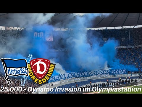 Hertha BSC - SG Dynamo Dresden | Stress auf den Rängen, Pyroshow & Choreo bei Dynamo Fan-Invasion