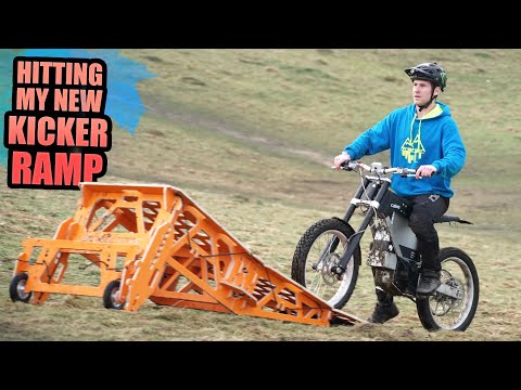 HITTING MY NEW KICKER RAMP ON MY ELECTRIC MOTOCROSS BIKE - FULL SPEED GAP JUMPS!