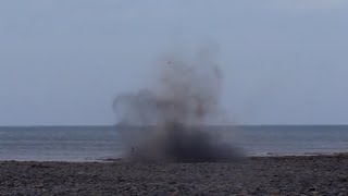 preview picture of video 'HM Coastguard - Whitehaven - Detonation of artillery shell, Drigg Beach 25/4/12 - BOOM!!'