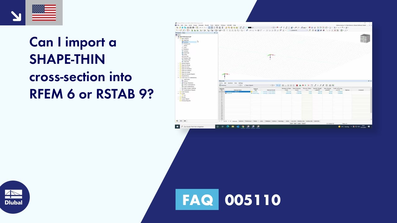 FAQ 005110 | Can I import a SHAPE‑THIN cross-section into RFEM 6 or RSTAB 9?