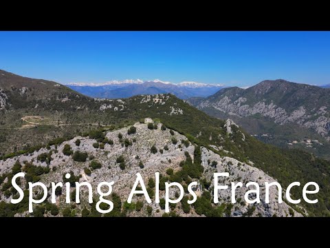 Flying Over Spring Alps on French Riviera 4K Fly Nature Relaxing Music Beautiful Mediterranean Views