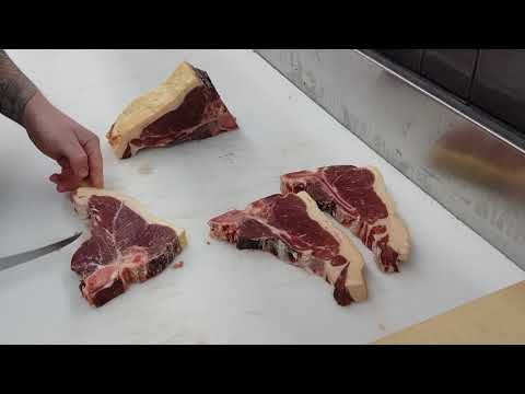 Cutting T-bone steak