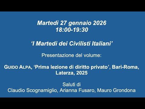 I Martedì dei Civilisti Italiani - 27 gennaio 2026