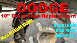 Dodge 10” Drum Shoe Replacement STEP BY STEP, Full Video MANY Models Dakota Cordoba d150 d250