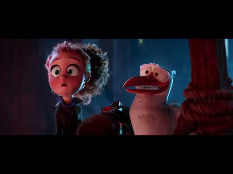 Storks trailer shot of wolves and baby carriage during chase sequence