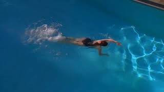 Marguerite Moreau One-Piece Black Swimsuit Pool Scene