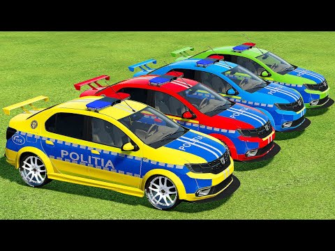 TRANSPORTING DACIA LOGAN POLICE CARS WITH DAF TRUCKS! - Farming Simulator 22