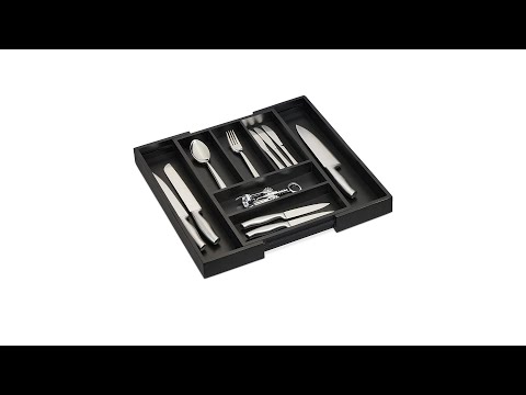 Ausziehbarer Besteckkasten aus Bambus Schwarz - Bambus - Holzwerkstoff - 31 x 5 x 46 cm