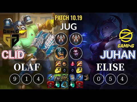 GEN Clid Olaf vs OZ Juhan Elise Jungle - KR Patch 10.19