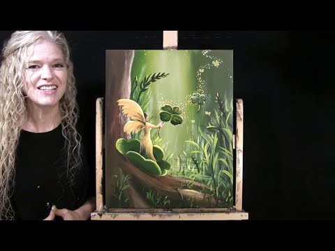 Learn How to Draw and Paint "FOUR-LEAF CLOVER FAIRY" with Acrylics- Paint & Sip at Home - Art Lesson