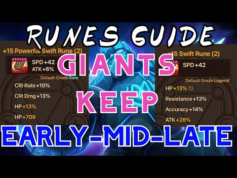 SUMMONERS WAR / RUNES GUIDE. GIANTS KEEP. EARLY MID AND LATE GAME TUTORIAL