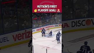 Lane Hutson's FIRST playoff goal! ☝️