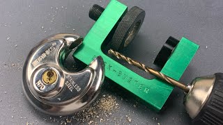 [1050] The “Disc Buster” Padlock Drilling Jig