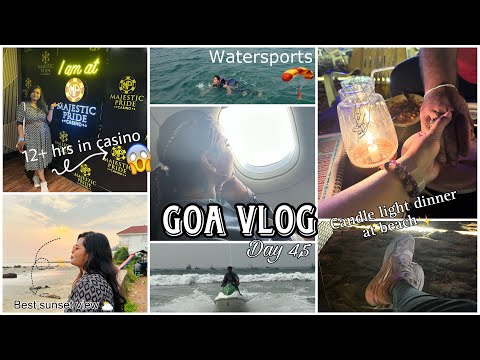 ADVENTURES in Goa || Parasailing🪂 || Jumping into ocean🏊‍♀️|| Casino🎰||night beach life🌊🌌
