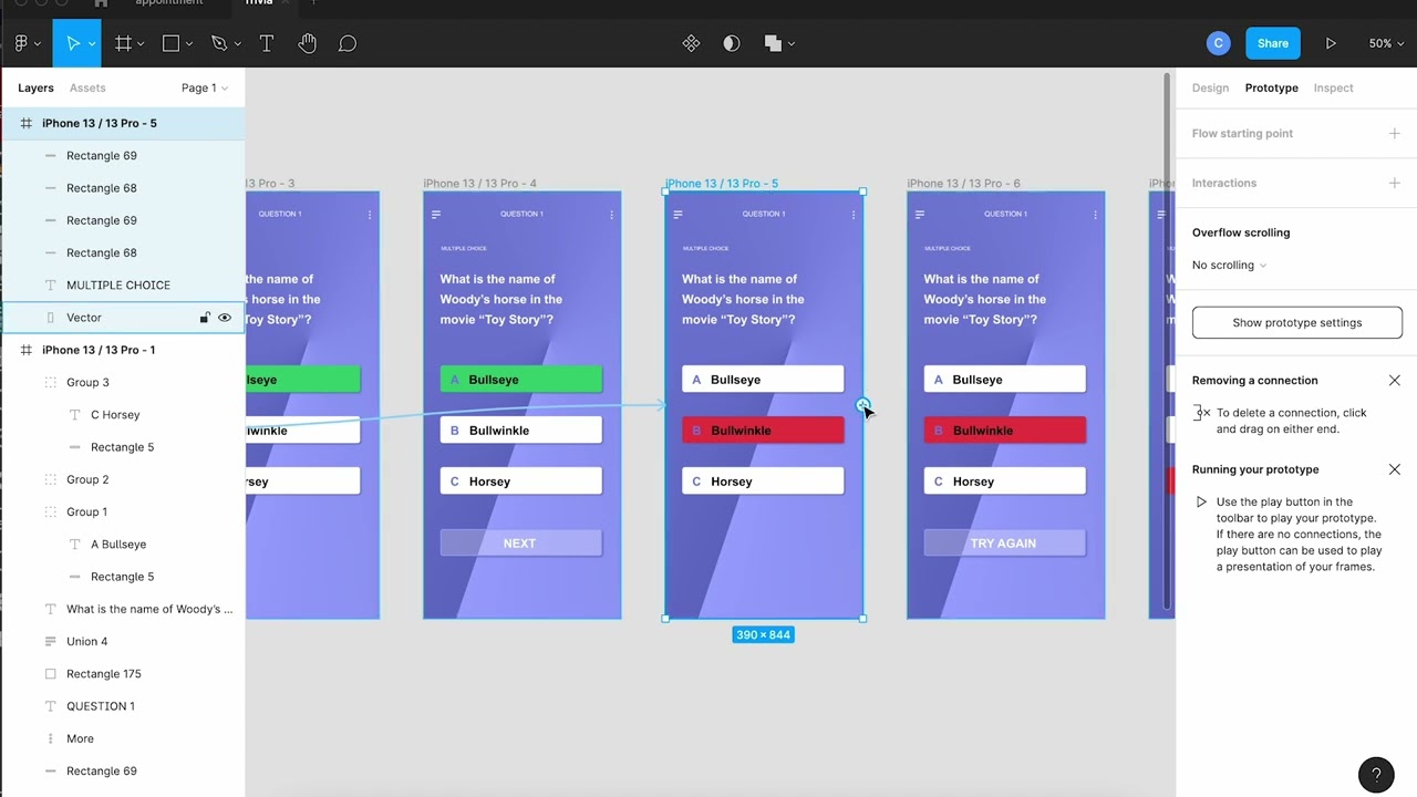 Trivia game prototype