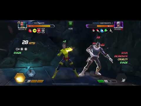 MCoC Negasonic Teenage Warhead vs R3 Bullseye on node 41 (Scared Stiff, Power Focus 2, Bubble Shield