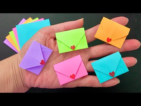DIY - Easy Sticky Note Origami Paper Envelope - How to make easy origami mini paper heart envelope