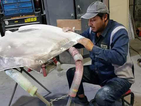 Here is David working on the repairs on this fender extensions for a Hino truck.