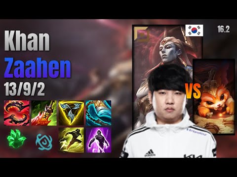 Khan Top Zaahen vs Gnar lol KR solo rank Full Game 16.2 | 칸 자헨 vs 나르