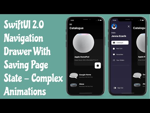 SwiftUI 2.0 Navigation Drawer With Saving Page State - Complex Animations - SwiftUI Tutorials