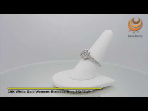 10K White Gold Womens Diamond Ring 1/2 TDW