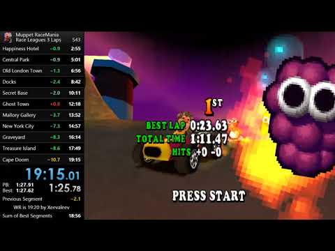 [FWR] Muppet RaceMania Race League 3 Laps Speedrun in 19:14.89