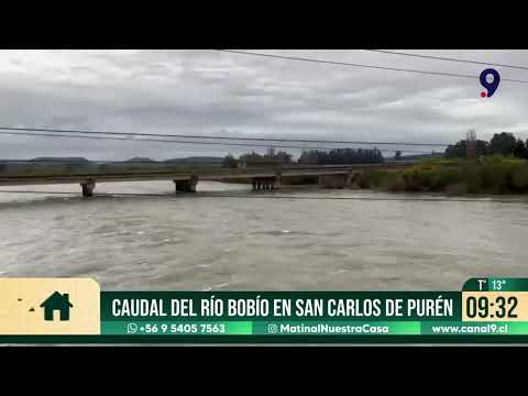Aumento del caudal del río Biobío en San Carlos de Purén