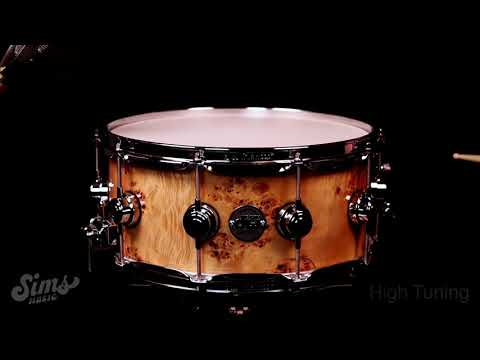 DW Collector's Series Exotic Mapa Burl Snare Drum Demo | Sims Music