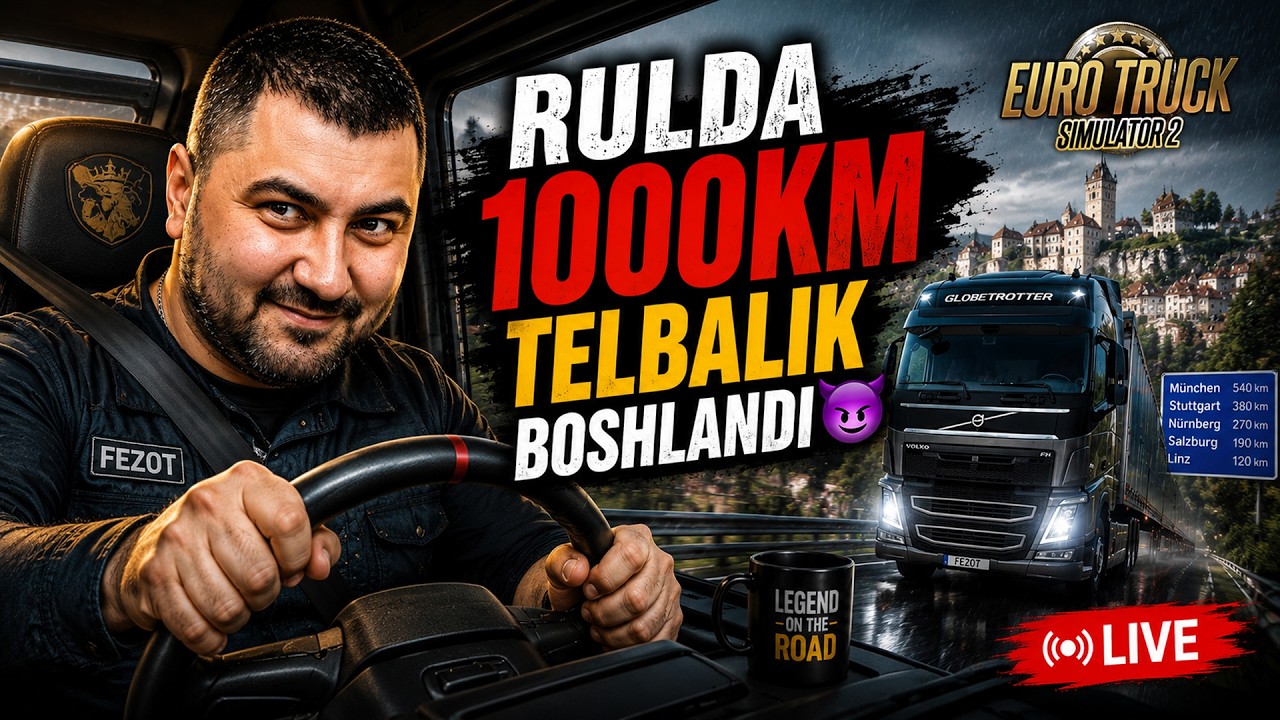 RULDA 1000KM TELBALIK BOSHLANDI 😨– EURO TRUCK SIMULATOR 2 (Jonli Efir!)