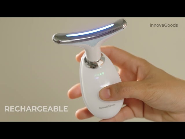 Masajeador facial InnovaGoods Selora EMS, LED 7 colores, calor, recargable video