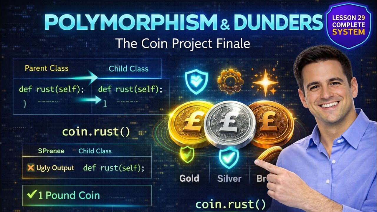 Python Polymorphism & Dunder Methods: Complete the Coin Project | Python Tutorial #29