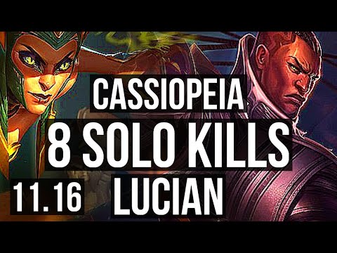 CASSIOPEIA vs LUCIAN (TOP) | 8 solo kills, 1600+ games, 1.7M mastery | KR Grandmaster | v11.16