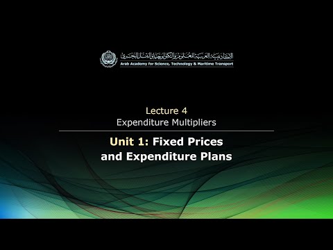 EL124 - Lecture 4: Expenditure Multipliers - Unit 1: Fixed Prices and Expenditure Plans